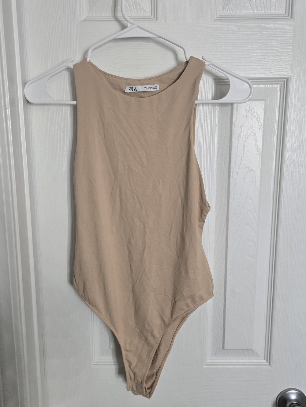Zara Womans Neutral-Tan One-Piece Bodysuit Size S **